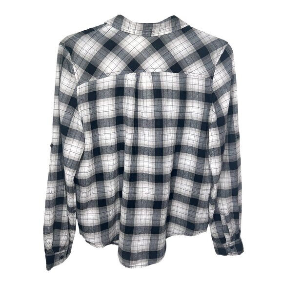 Zac & Rachel Womens Black & White Plaid Button-Up Long Sleeve Shirt Size Large - Picture 2 of 13